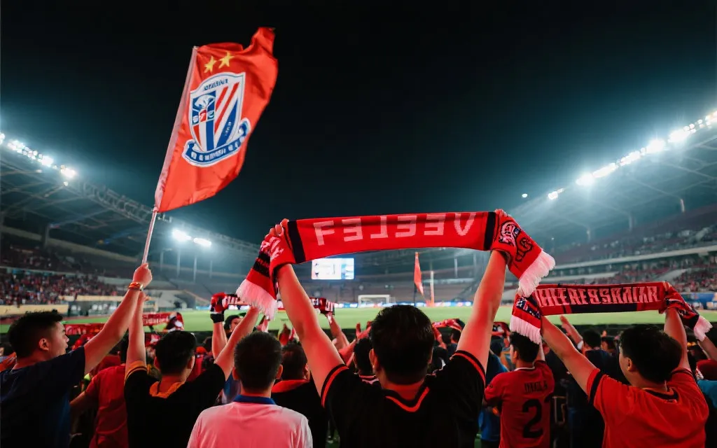 球迷挥舞围巾为巴萨和马竞加油